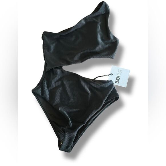 BEACH RIOT NWT Celine Cutout One-Shoulder One-Piece Swimsuit Black Small - Picture 4 of 12